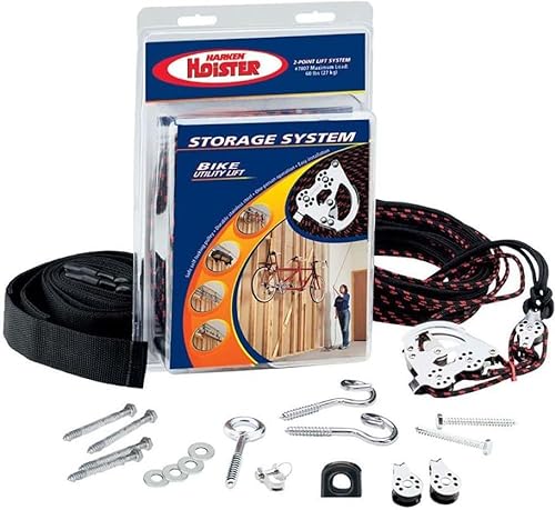 Vista 10 de HARKEN Hoister - Bicicletas y almacenamiento de garaje sistema de elevación de 1 punto (capacidad de 45 libras, techo de 12 pies), organización que