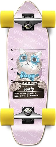 Miniatura 9 de YOCAHER Longboard completo - Mini Cruiser- Banana Cruiser de 27 x 8 pulgadas (Cool Pup Bulldog Francés)
