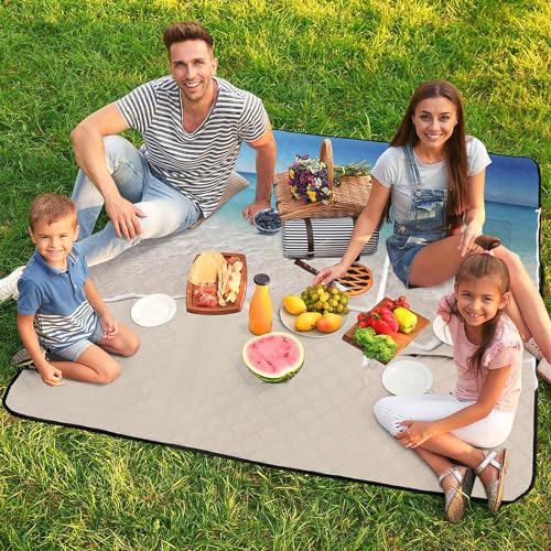 Couverture de plage extérieure pliable avec envers imperméable et isolant - 8