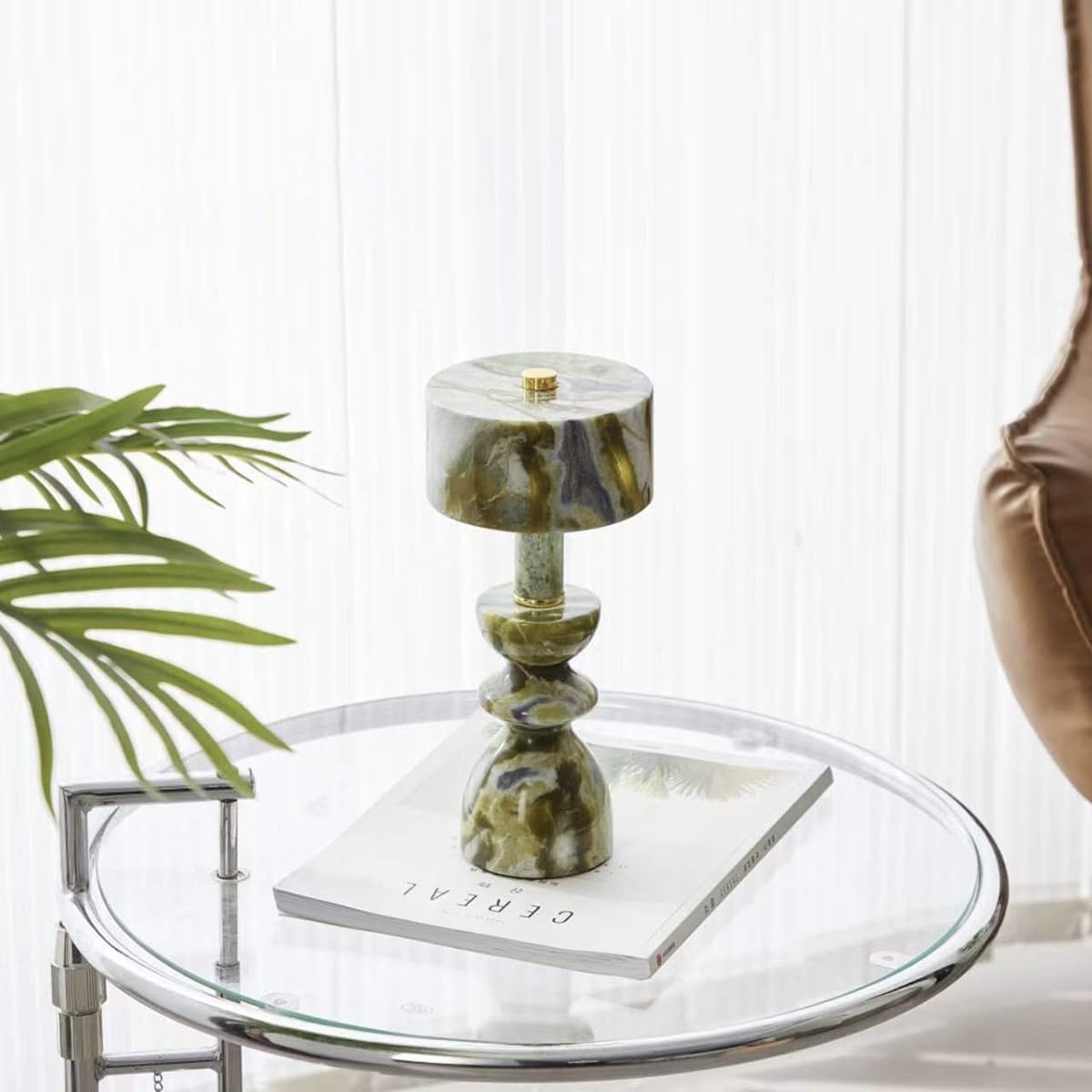 MIXL-Green Jade Marble Touch Lamp,Art Deco Table Light,Nordic Style Desk Lamp for Bedside Office and Living Room