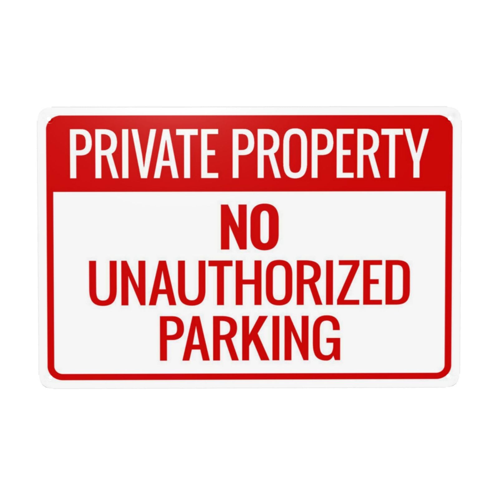 SMAZDFXX Private Property No Unauthorized Parking Sign Metal Signs, Cautions Security Tin Sign, Safety Warning Signs, Street Business Wall Decor 12"x16"