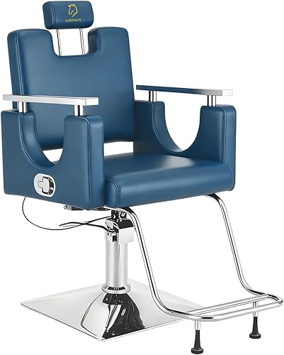 Miniatura 9 de Silla de peluquería resistente, silla reclinable giratoria de 360° para estilista, silla de peluquería hidráulica ajustable en altura con reposapiés