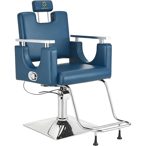 Heavy Duty Barber Chair, 360° Swivel Reclining Salon Chair for Hair Stylist, Height Adjustable Hydraulic Hairdressing Chair with Footrest for Barber Shop, Beauty Salon, Hairdressers