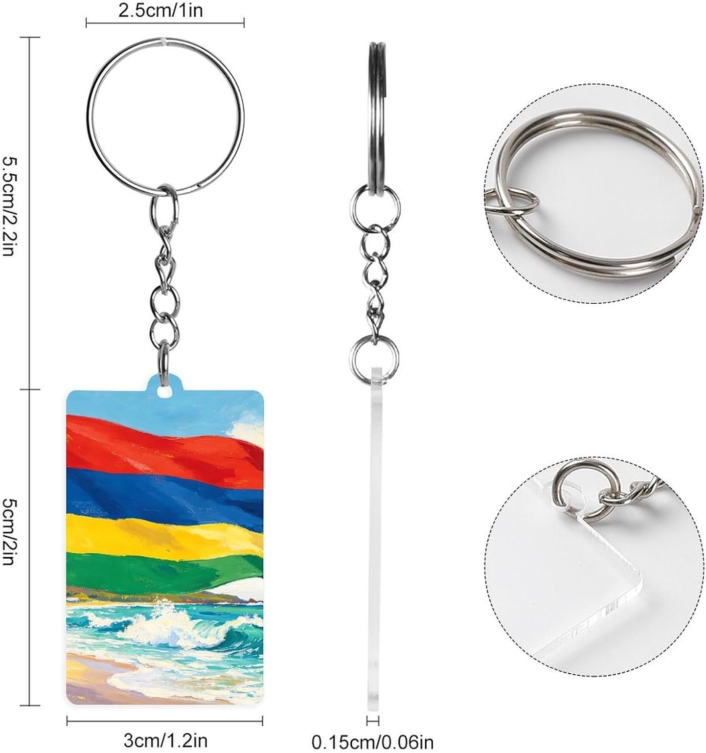 Mauritius Beach Flag Cute Keychain Compact Acrylic Key Ring Holder image 2