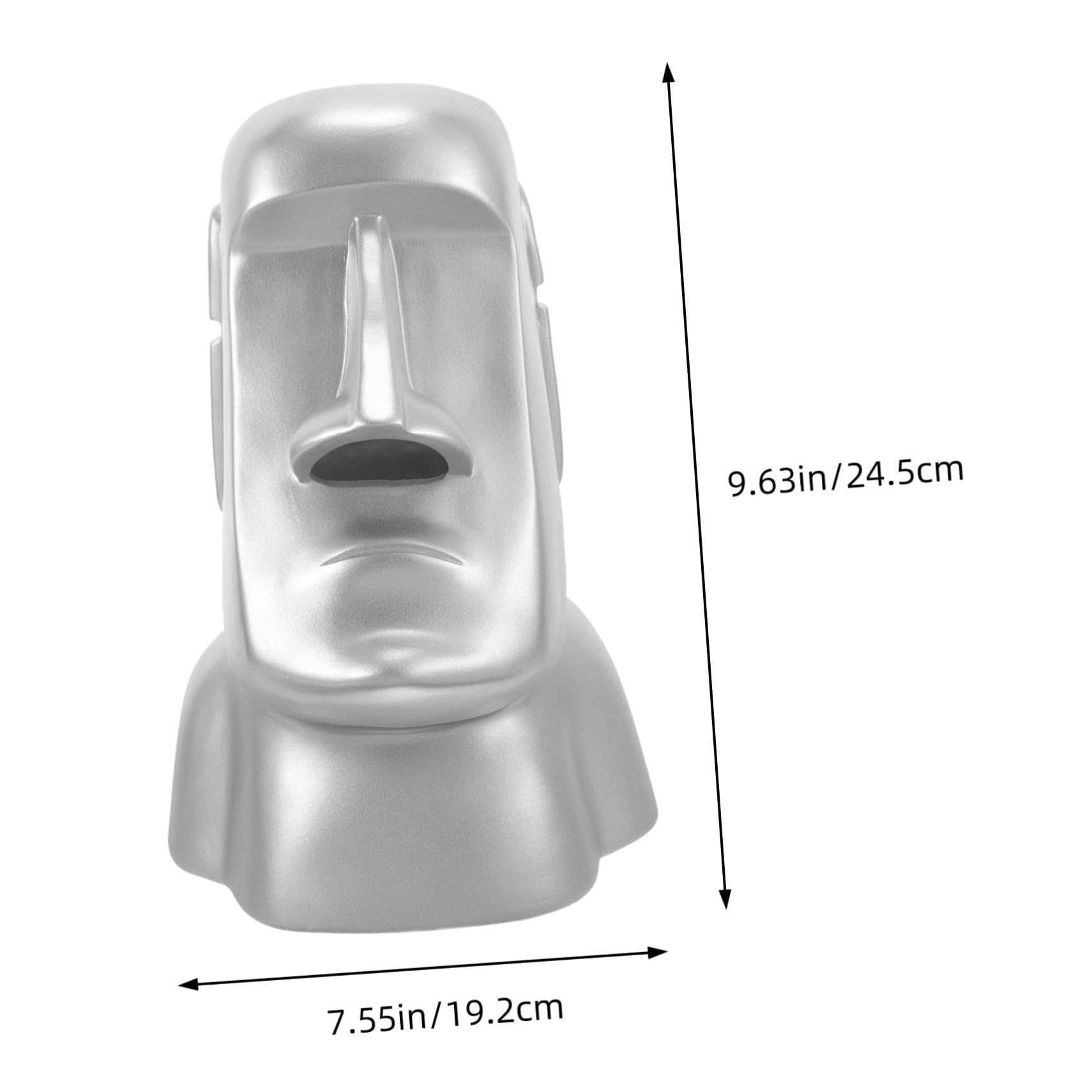Cabilock Supporto per Cuffie Statua Moai in Resina Argento da Scrivania | Organizer per Piccoli Oggetti, Scenari Ufficio e Casa, Regalo di Natale
