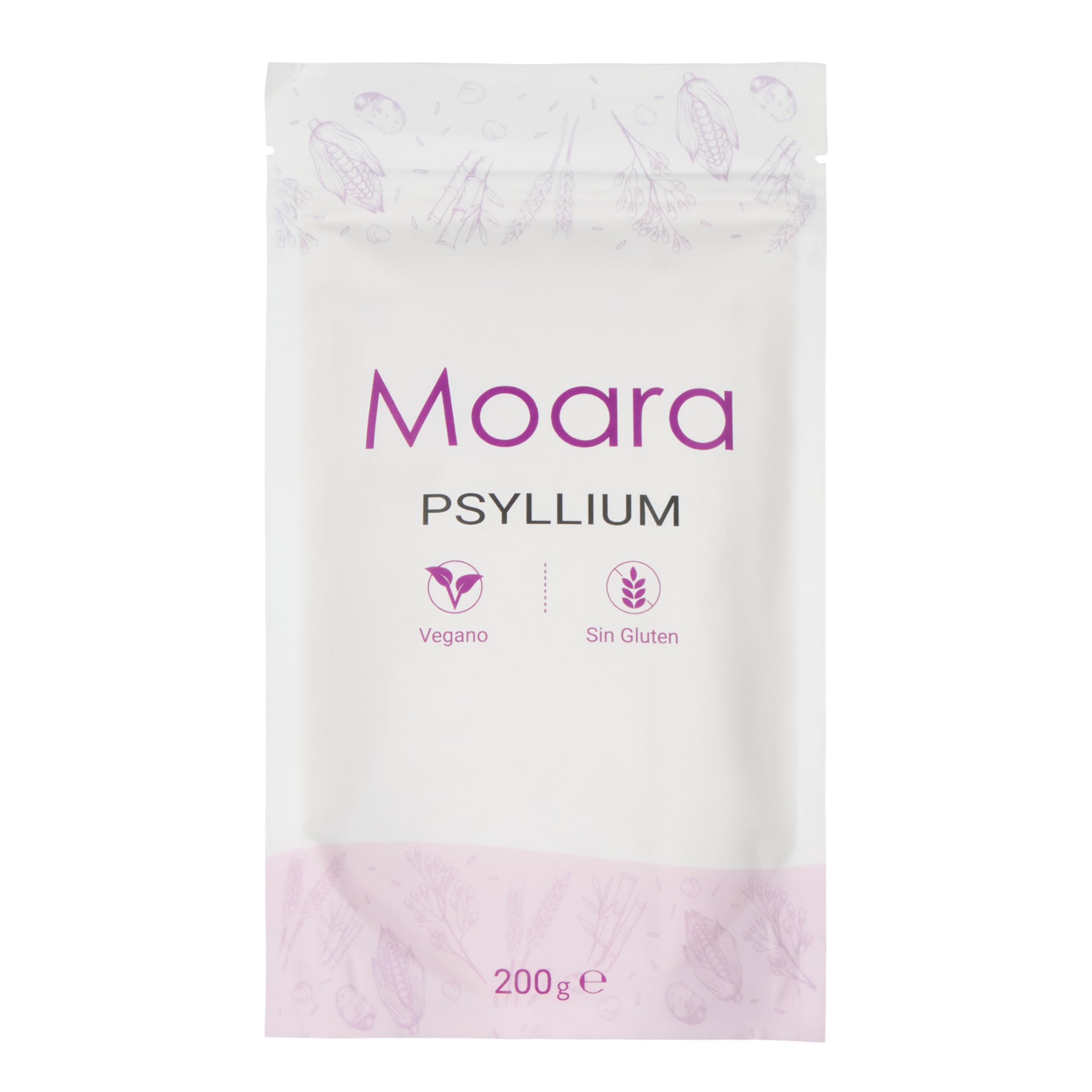 Cascara molida de Psilio rubio polvo 99% Pureza - Fibra plantago ovata molido - Psyllium husk fibre powder 200g - Producto natural sin aditivos - Ideal para hacer pan sin gluten