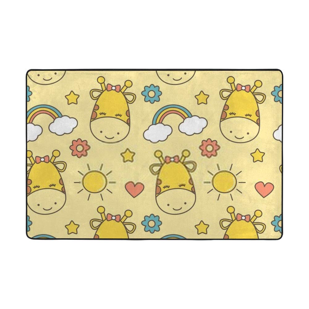 Tapis girafe enfant jaune 203x147 cm pour illuminer la salle de jeux