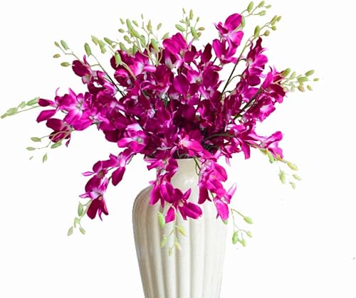 Miniatura 1 de Tileon 10 flores artificiales moradas, flores falsas para decoración, flores de seda sintética para el hogar, oficina, fiesta, boda, decoración de