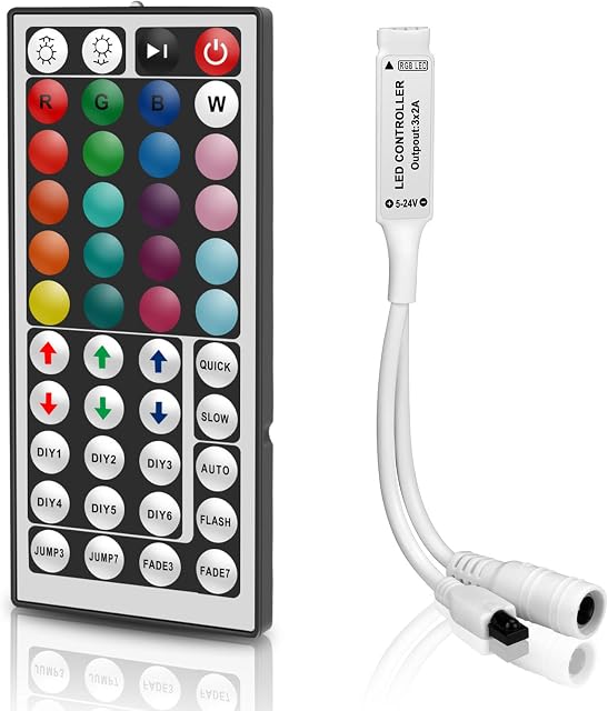 VIPMOON 44 Klawisze IR Pilot, DC5-24V Bezprzewodowy pilot RGB z odbiornikiem dla 3528 5050 2835 SMD RGB LED Strip Lights