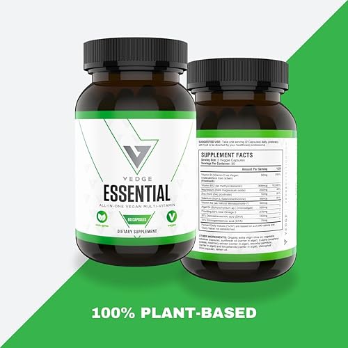 Miniatura 6 de vedge Multivitamínico vegano Omega 3 para mujeres y hombres – Algas a base de plantas EPA y DHA + vitamina B12, vitamina D, K2, magnesio, zinc y