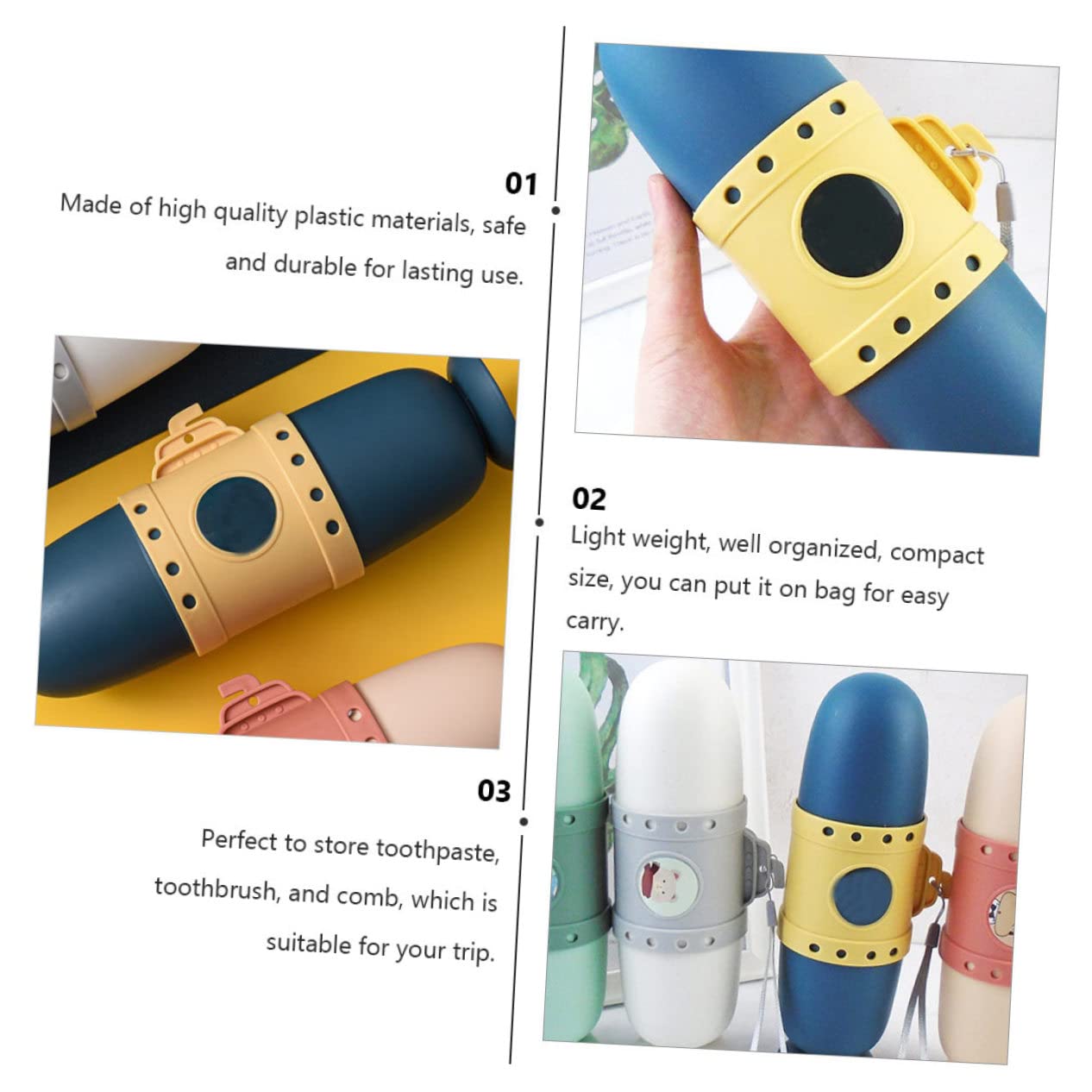 PartyKindom 6pezzi Porta Spazzolino Da Viaggio Design Submarino Elegante Custodia Per Spazzolino e Tazza Da Lavaggio Contenitore Pratico e Profondo Organizzatore Compatto Per Viaggi