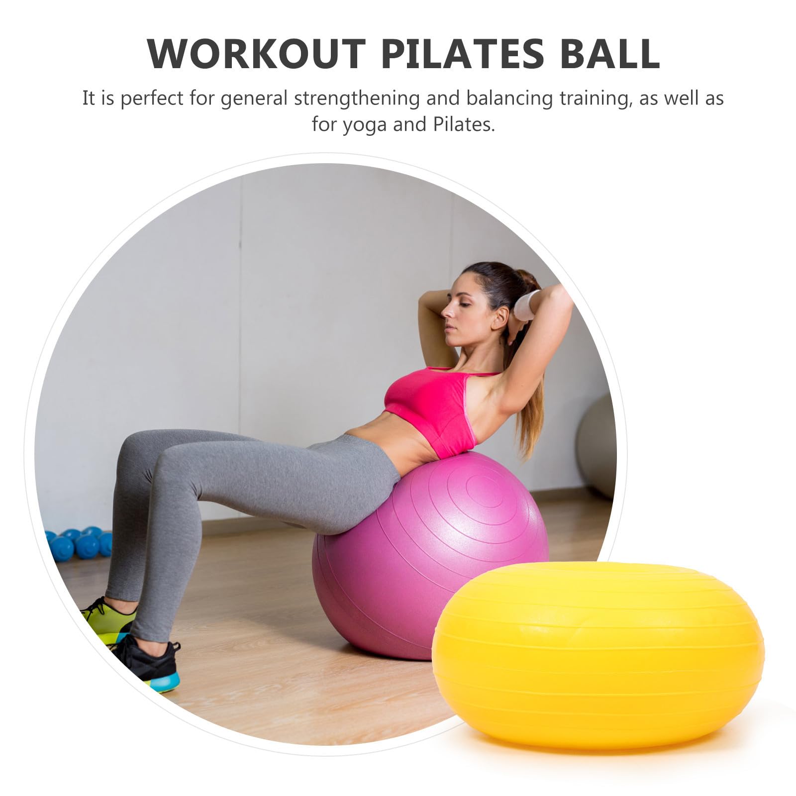 STOBAZA Pelota y Entrenamiento de Equilibrio Amarilla Profesional de Pilates de PVC para Ejercicios de Acondicionamiento en Pilates