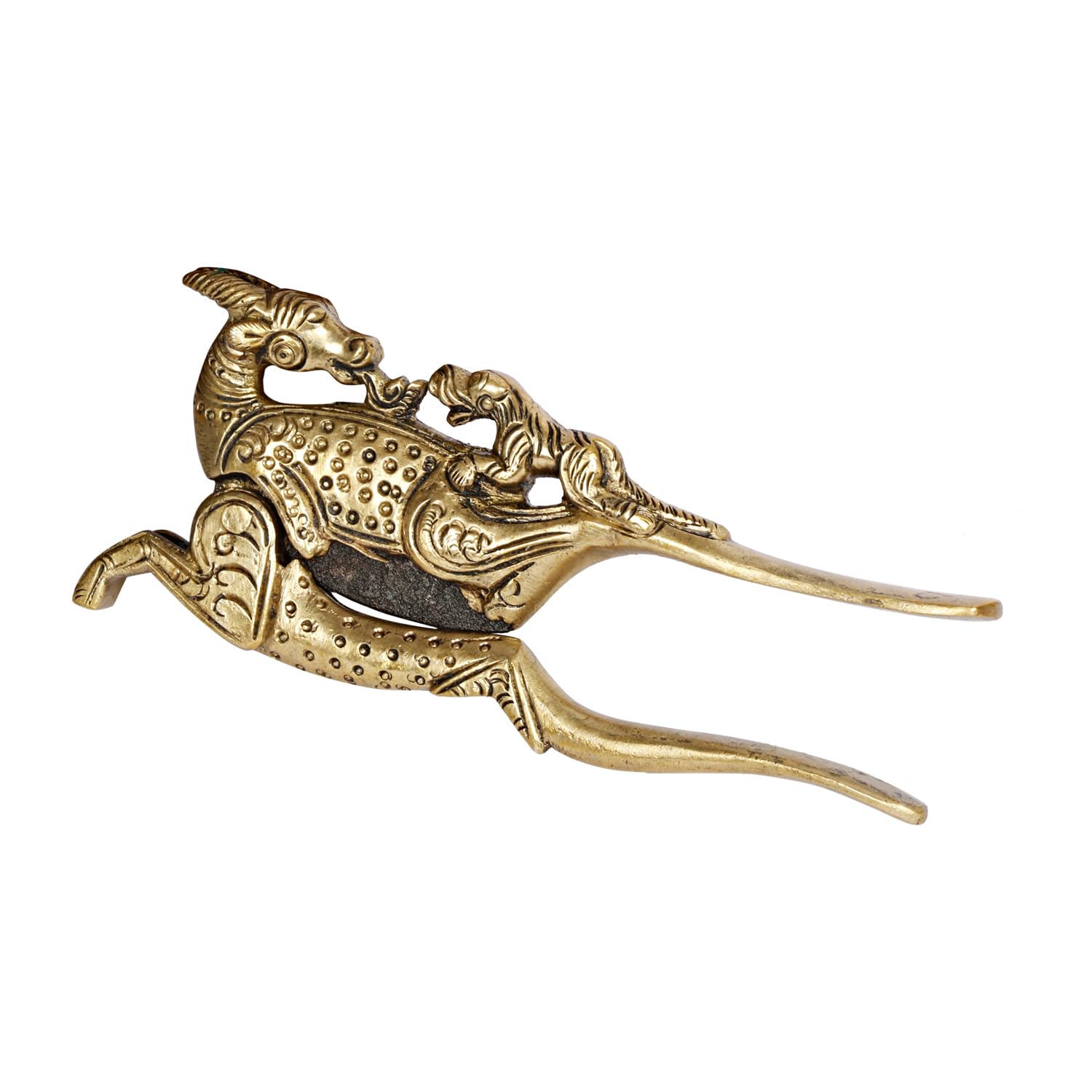ARTVARKO Emporte-pièce en laiton motif cerf ethnique Supari Betel Cutter Sudi Sarota Cracker Akhrot/Noyer Sudi & Adkitta 12,7 cm