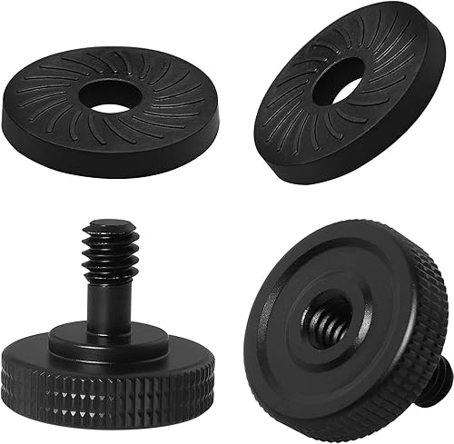 Juego de 2 tornillos para trípode con almohadilla de goma, 1/4 macho a 1/4 hembra rosca para pulgar, adaptador de liberación rápida con arandelas de