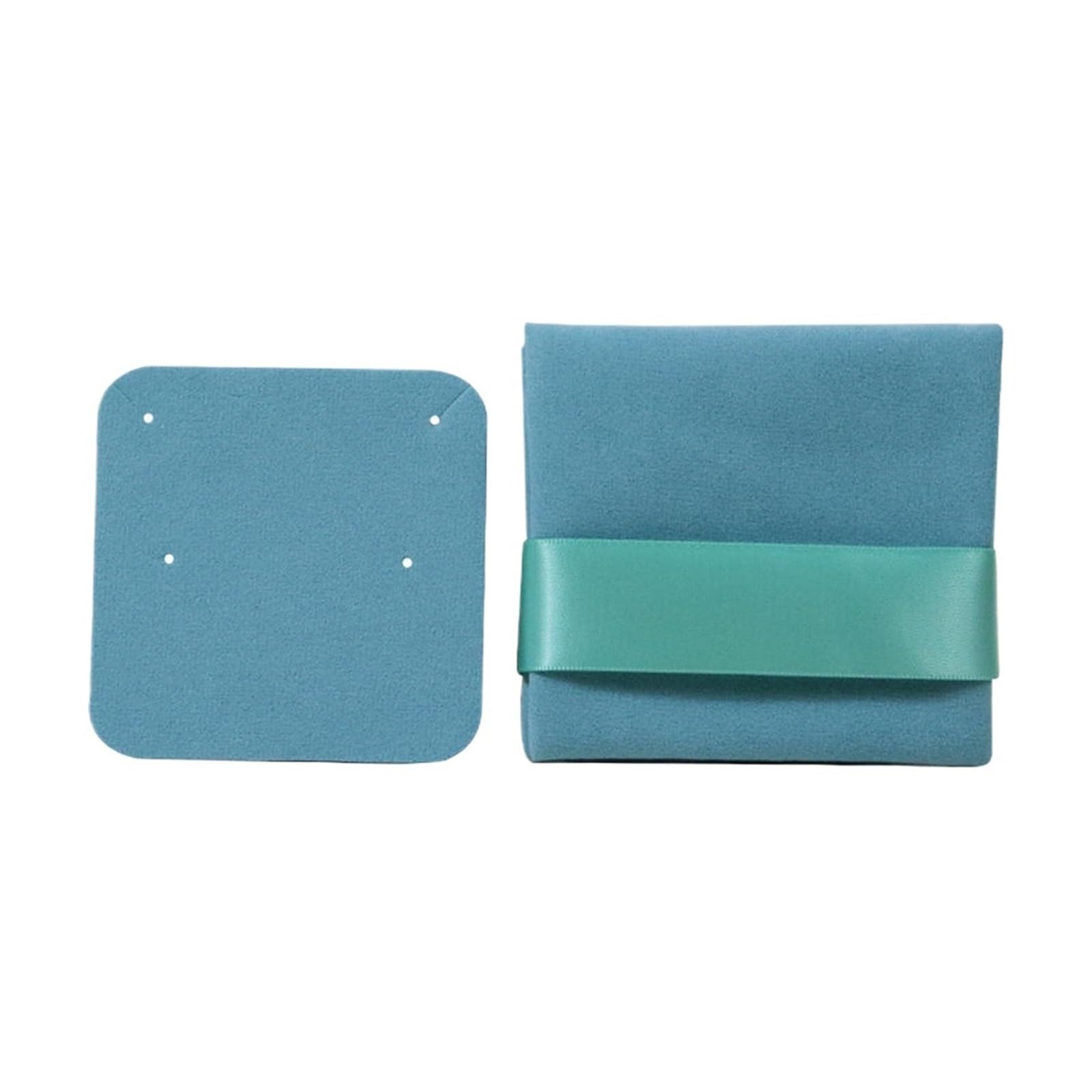 SHENJMAI Velvet Jewelry Pouches Velvet Jewelry Storage Bag Knitted Fabric Flip Ribbon for Earrings Necklace Square Socket Thicken Packaging(C-Light blue)