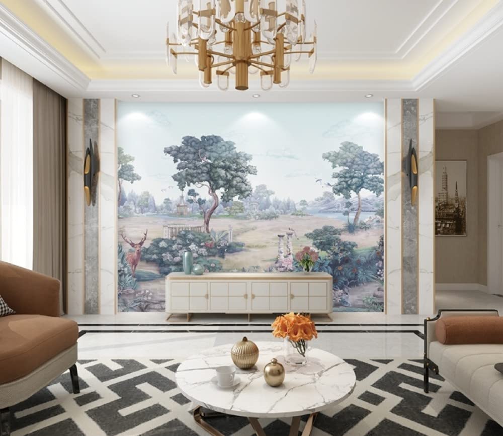 Carta da Parati Moderna, Carta da Parati Autoadesiva Strada di Campagna Nordica Aspetto Giallo Peel And Stick Wallpaper per Camera da Letto Soggiorno Sfondo Wall Sticker Rotolo Art Deco,210X135Cm(82