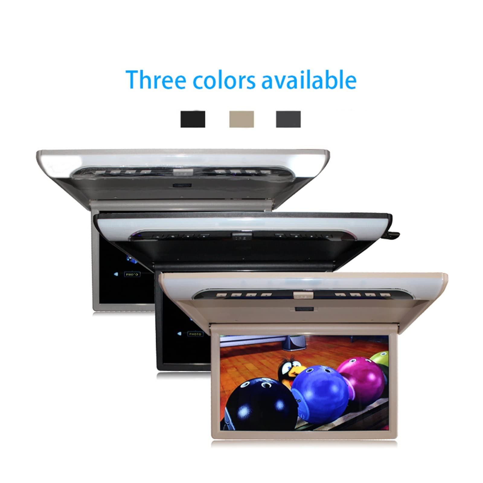 19 Cal samochodowy odtwarzacz wideo HD ekran LCD 1080P Monitor samochodowy wyświetlacz do montażu na dachu MP5 Auto telewizor sufitowy USB FM głośnik Link(19 inch Grey)