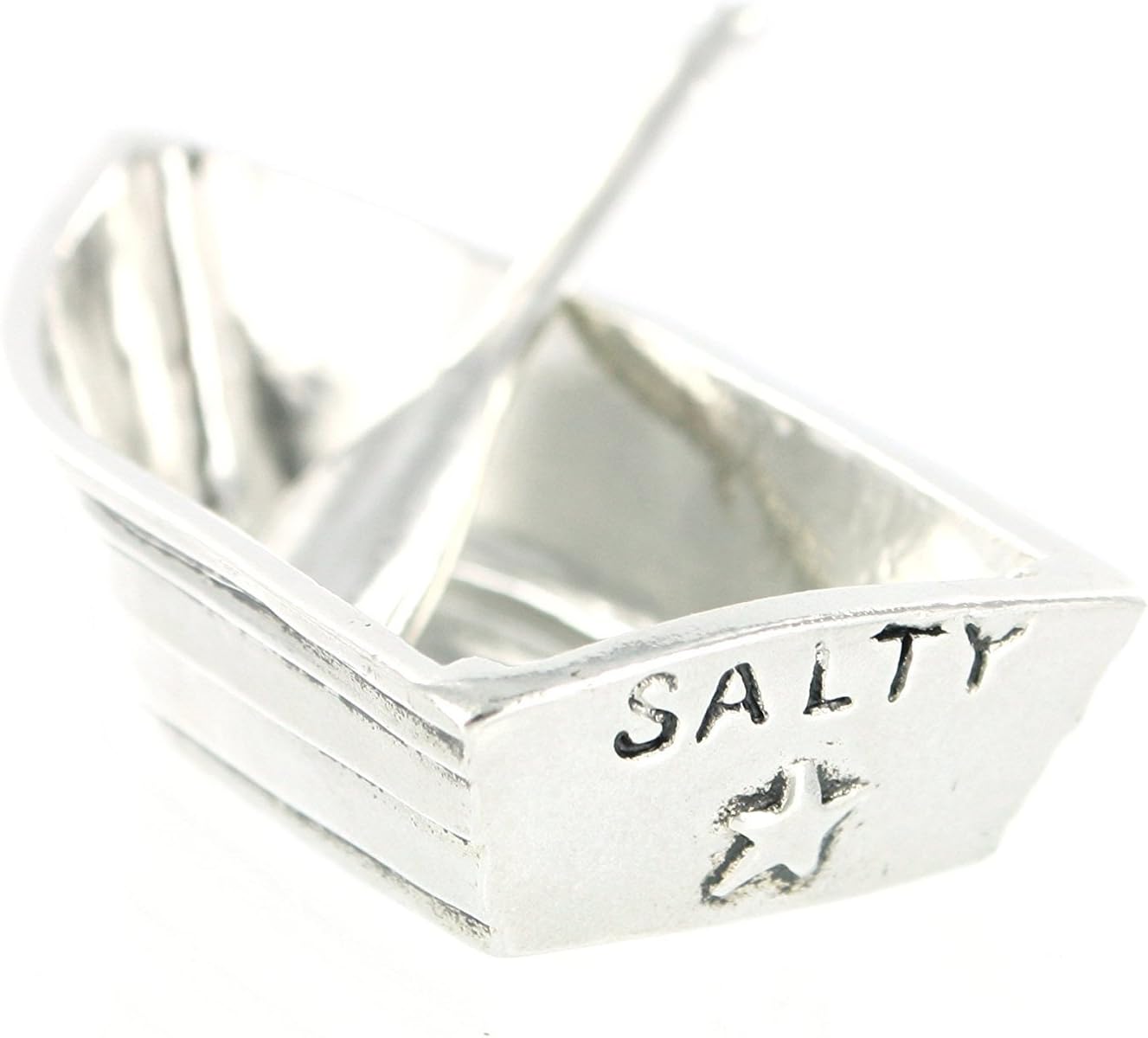 Basic Spirit Salty Row Boat Pewter Salt Cellar with Spoon