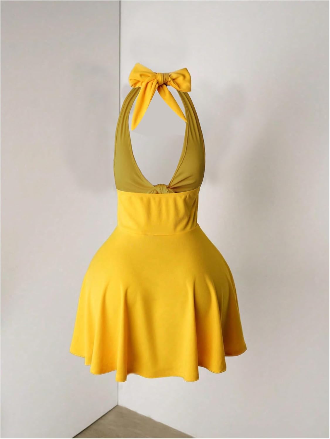 Women's Summer Backless Halter Dresses Knot Front Sleeveless A Line Mini Dress - Image 2