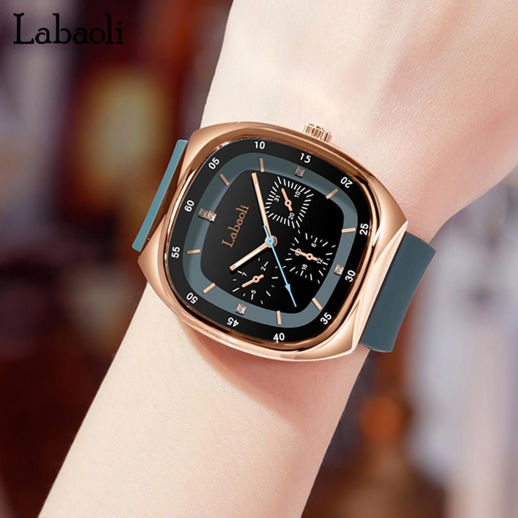 Square Watches for Young Women Sports Silicone Band Waterproof Fashion Casual Simple Quartz Analog Big Face Teen Girls Gift Black Wrist Watch - Image 2