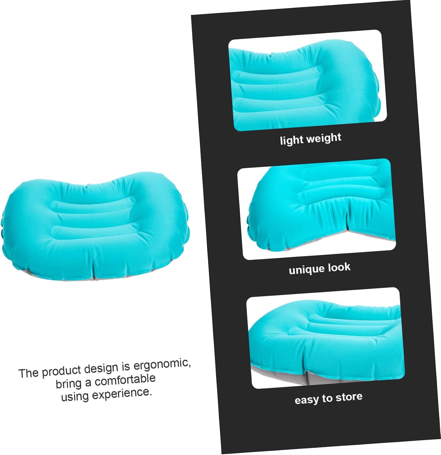 UKCOCO Lightweight Inflatable Camping Pillow TPU Neck Support Portable Outdoor Rest Pillow for Office Travel and Bed Use Moonlight Blue