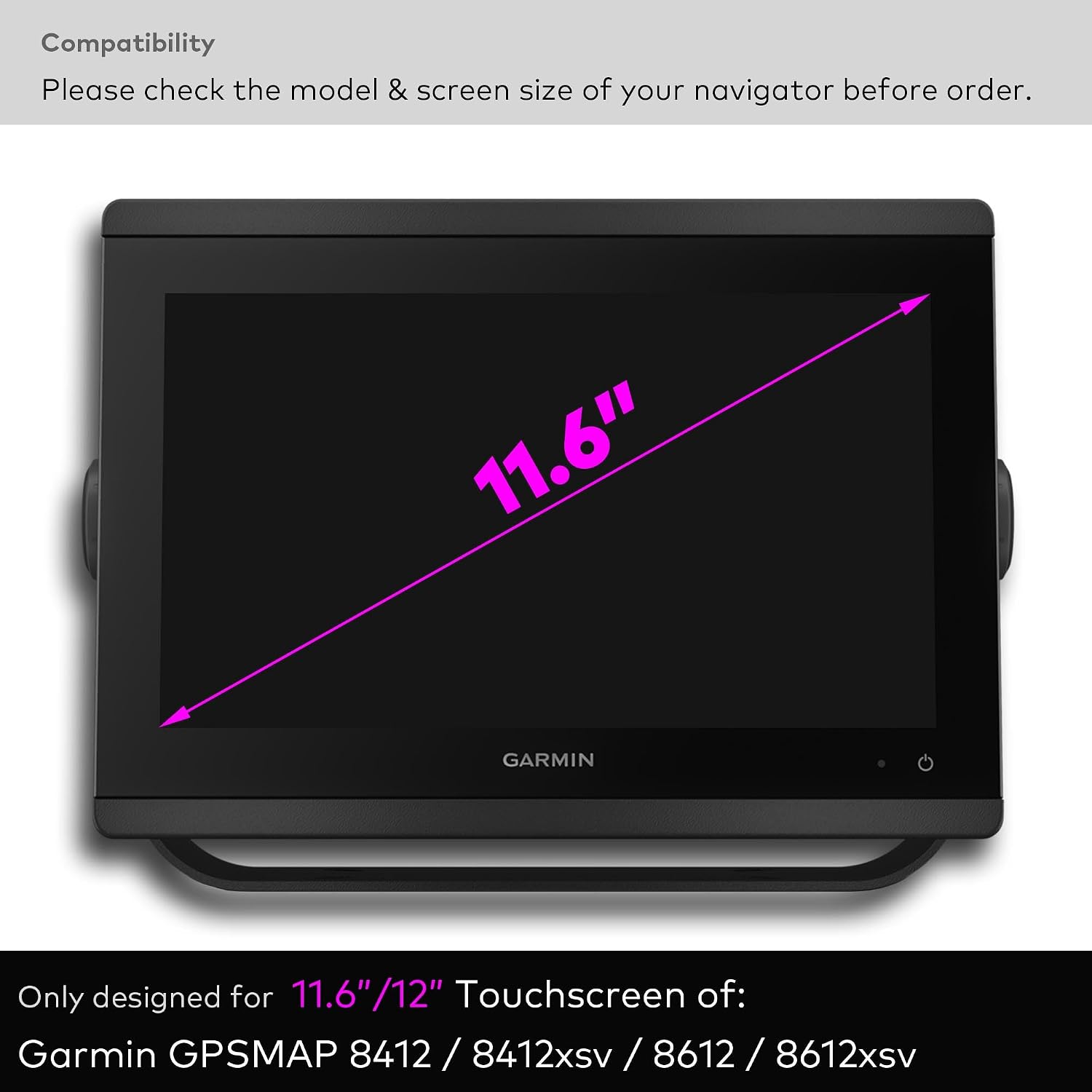 Tempered Glass Screen Protector Designed for Garmin GPSMAP 8412/8412xsv 8612/8612xsv Marine Chartplotter 12 Inch Touchscreen (HD Clear)