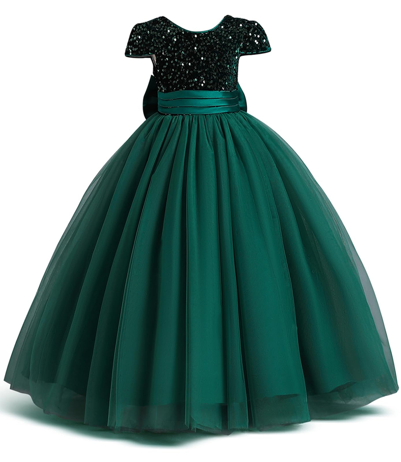 GELOMARI Girls Sequin Dress V-Back Pageant Girls Dress Party Sparkly Flower Girl Dresses Wedding Birthday Gown