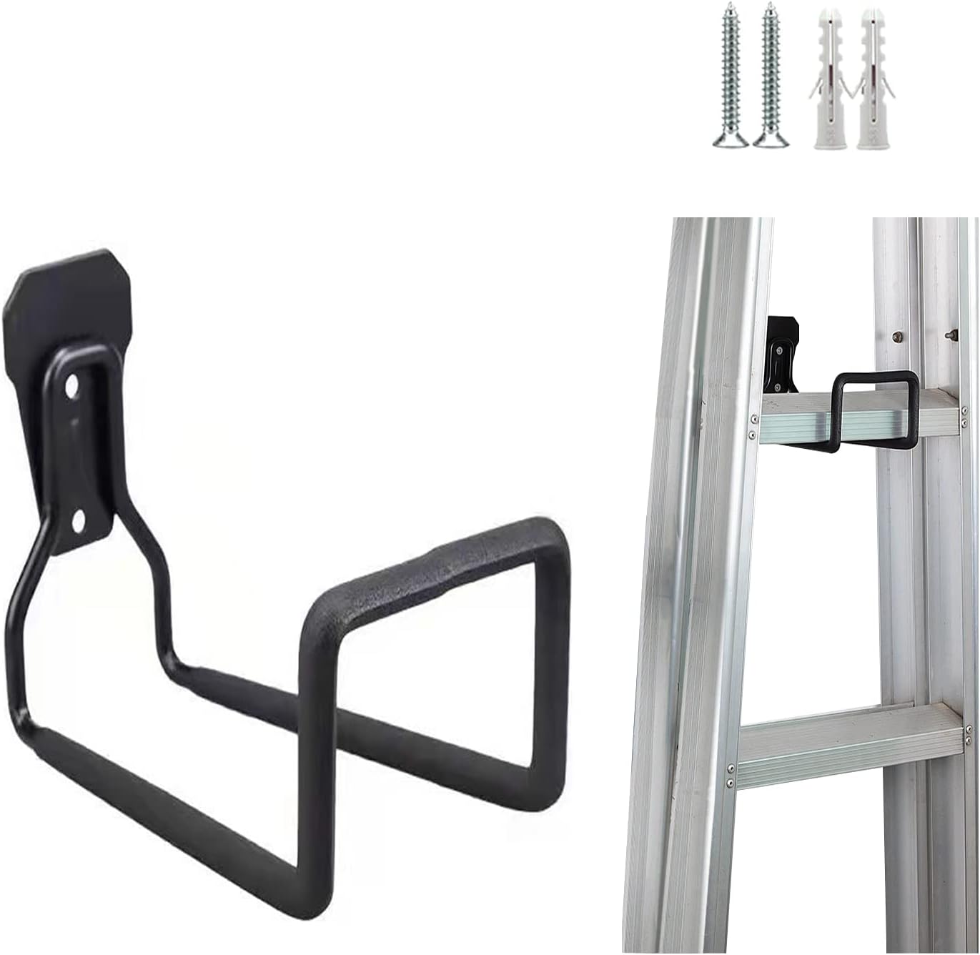 2Pcs Folding Step Stool Hanger, L-Type Telescoping Wall Mount Ladder Hooks for Home & Office Display & Storage Step Stools Tool