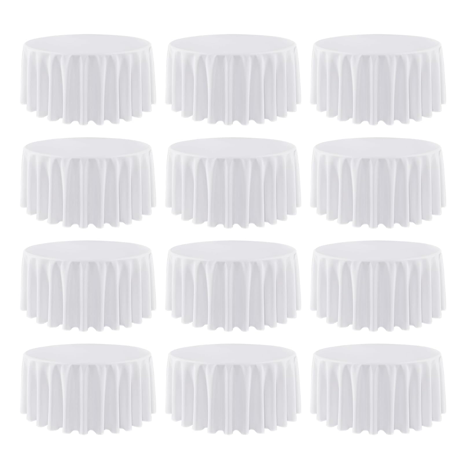 Mantel redondo blanco, paquete de 12 manteles redondos de 90 pulgadas para mesa redonda, lavable, mantel de tela para fiestas, restaurantes, banquetes de boda (blanco)