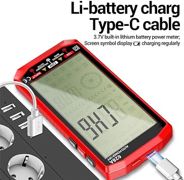 Digital Multimeter 628A with Large Backlit Display, 1000V DC / 750V AC Range, Auto-Ranging True RMS Detector Test Tool for Automotive & Household Use(628A Black Pro)