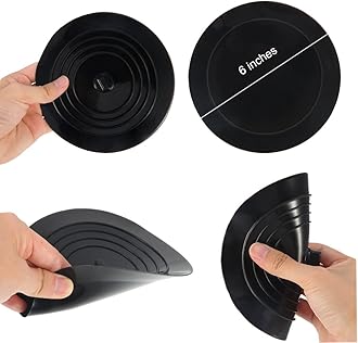 V-TOP Tub Drain Stopper 6 inches Large Silicone Drain Cover Plug Sinks Stopper Flat Suction Cover for Kitchen Bathroom and Laundry (Black-2 Pack)