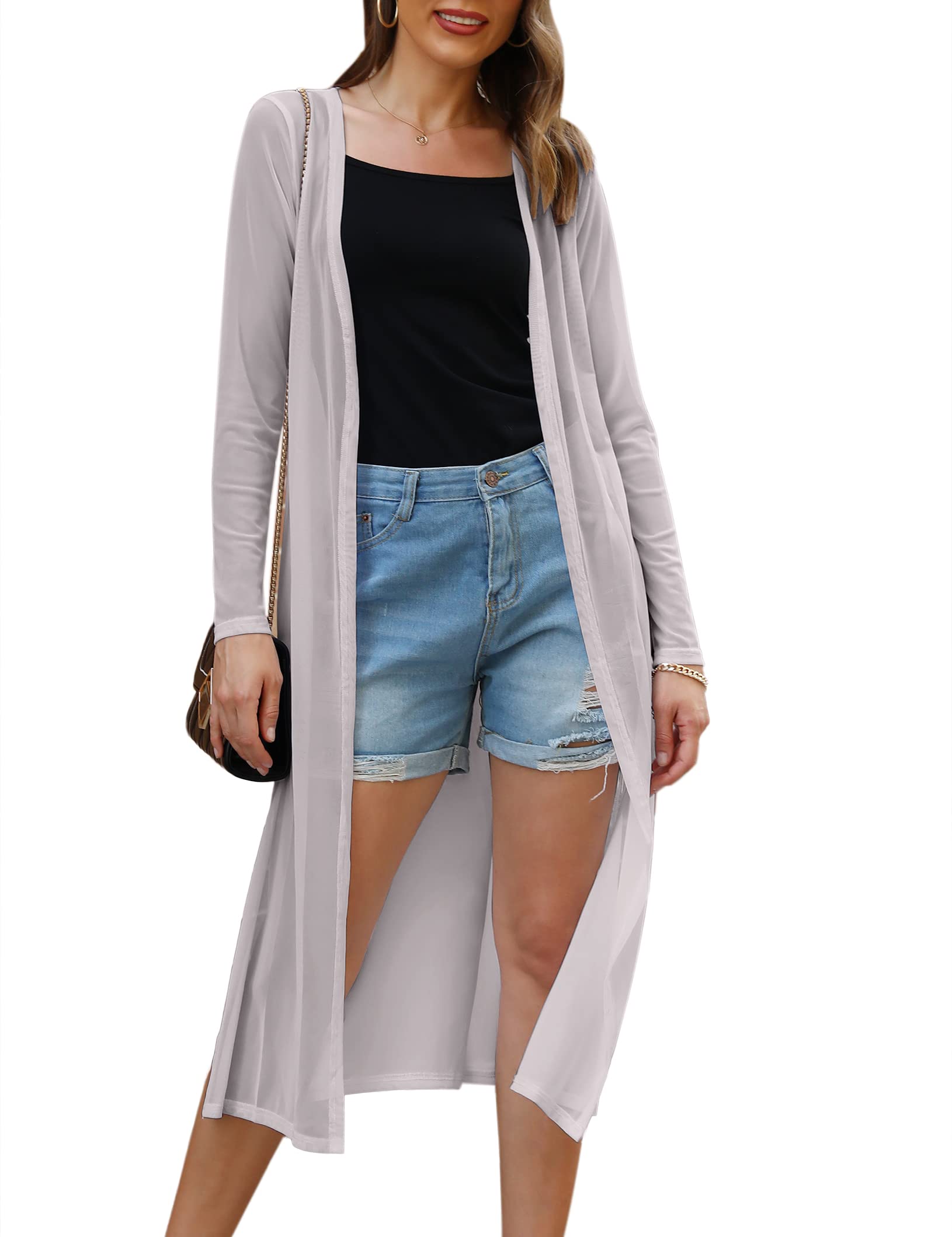 Gyabnw Cardigan Mujer Verano Largo, Abierta Frente Chaqueta Punto Mujer Gasa Ligero, Rebecas Largas