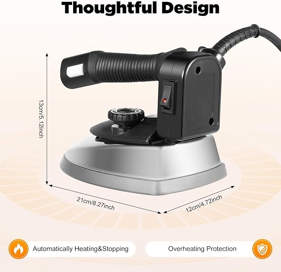 1200w Steam Iron for Clothes, Professional Steamer for Clothes 9 Exhaust Ports Hanging Water Tank (0.79 Gal) Adjustable Temperature 2 Purposes (Dry-Clean and Iron)