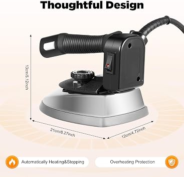 1200w Steam Iron for Clothes, Professional Steamer for Clothes 9 Exhaust Ports Hanging Water Tank (0.79 Gal) Adjustable Temperature 2 Purposes (Dry-Clean and Iron)