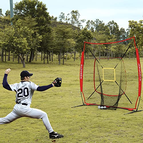 Storgem Baseball And Softball Practice Net 7×7Ft Portable Hitting Pitching Batting Training Net Baseball Backstop Net With Batting Tee And Strike Zone And Bow Frame And Carry Bag #TOP4