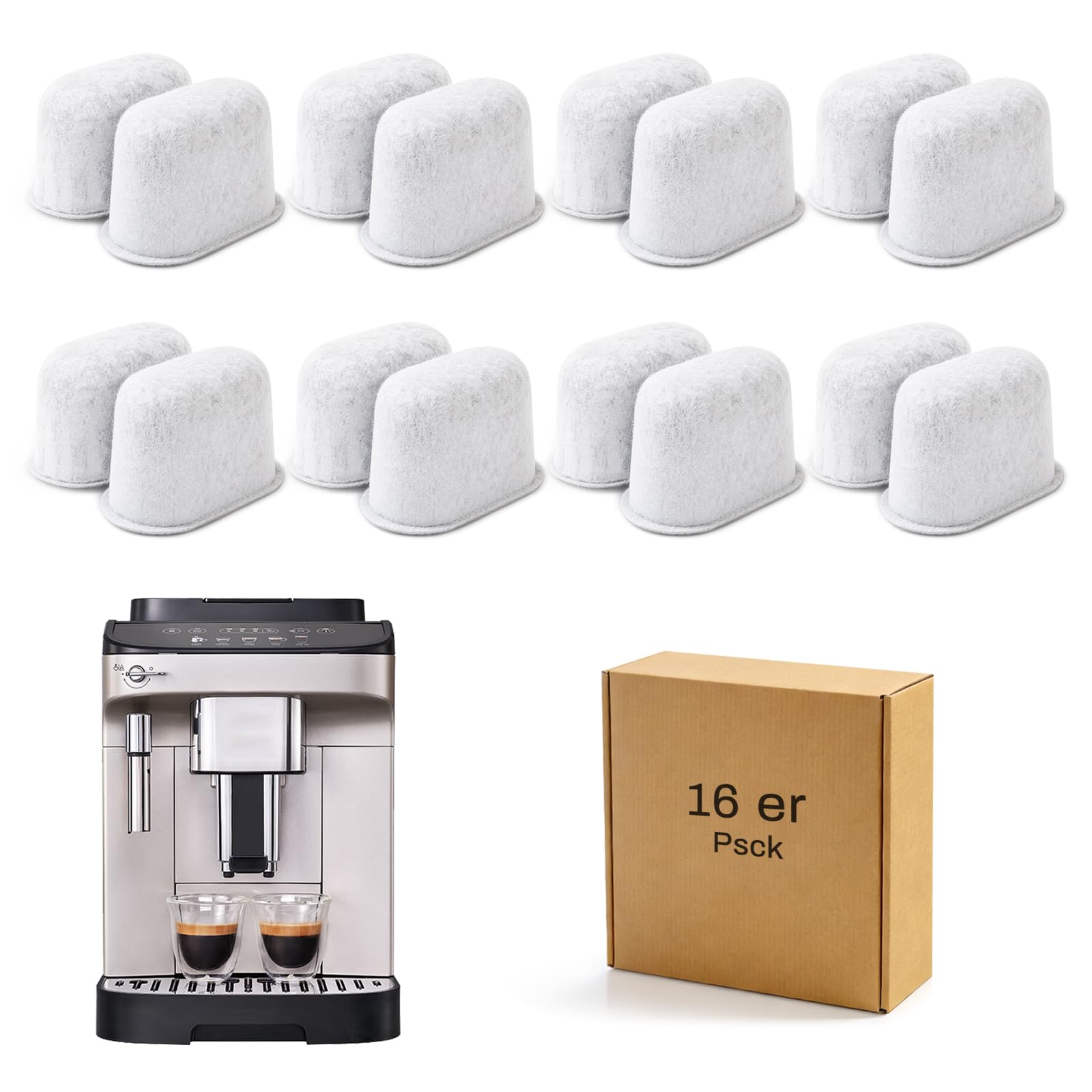 16 Pack Coffee Filter for Luxe Cafe Accessories: Replacement Water Filter for Luxe Coffee Premier Espresso Machine Compatible DCC-1200 DCC-3200 ES701UK and ES601UK Other Popular Models