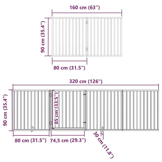 Foto 8 de 8 de vidaXL Puerta de Perros Plegable 12 Paneles Madera álamo marrón 960 cm