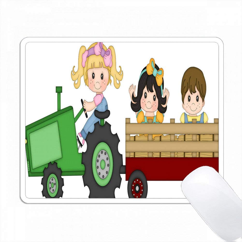 かわいい農業の子供 トラクターとワゴンのイラスト Pc Mouse Pad パソコン マウスパッド Faz