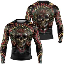 Aztec Men's Jiu Jitsu Rashguard - Long Sleeve MMA Compression Shirt for BJJ Grappling Gi No Gi
