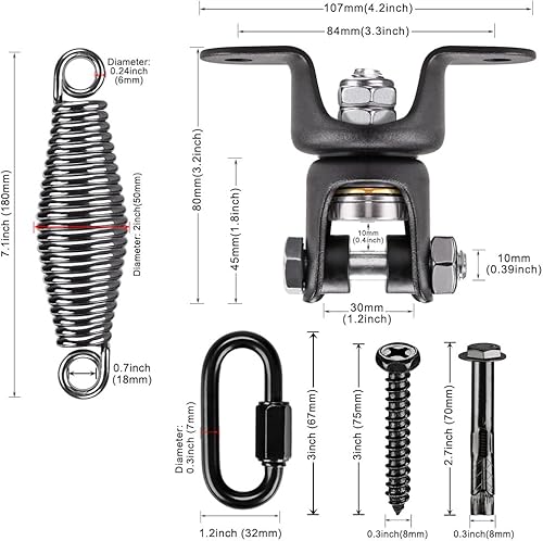 Miniatura 6 de BeneLabel Heavy Bag Ceiling Mount with Spring & Chains 360 Rotation Punching Bag Ceiling Hanger with Bearings Boxing Bags Holder Hardware with 2