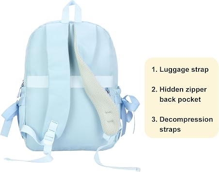 Phaoullzon Girls Kawaii Backpack for Kids Cute School Bookbag with Bows | Middle High College Schoolbag Coquette Dance Bag