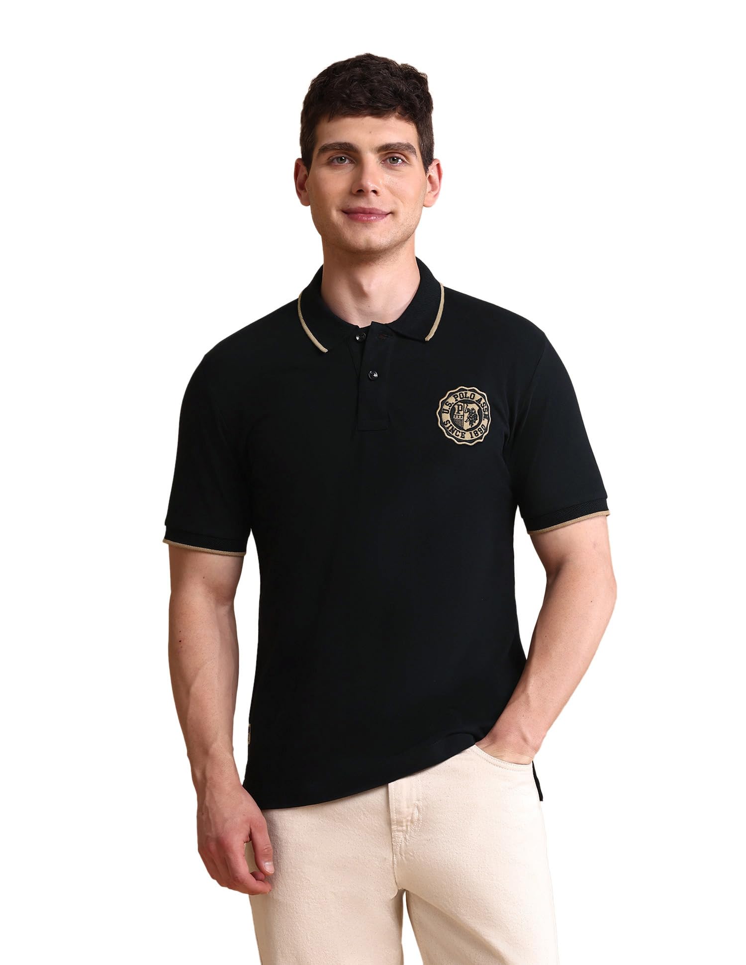 u.s. polo assn. Solid Slim Fit Polo T Shirts for Men - 100% Cotton, Half Sleeves Mens Tshirt-picture-54