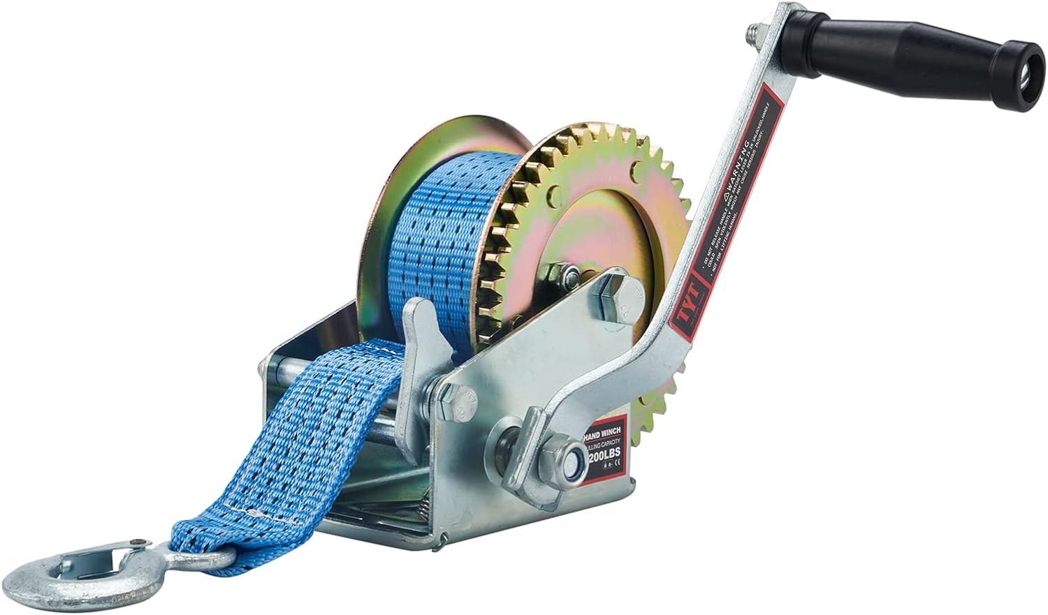 TYT 1200LB Boat Trailer Winch Strap Winch with Blue 26FT Rope, Hand Crank Winch with TYT 1200LB Boat Trailer Winch Strap Winch with Blue 26FT Rope, Hand Crank Winch with