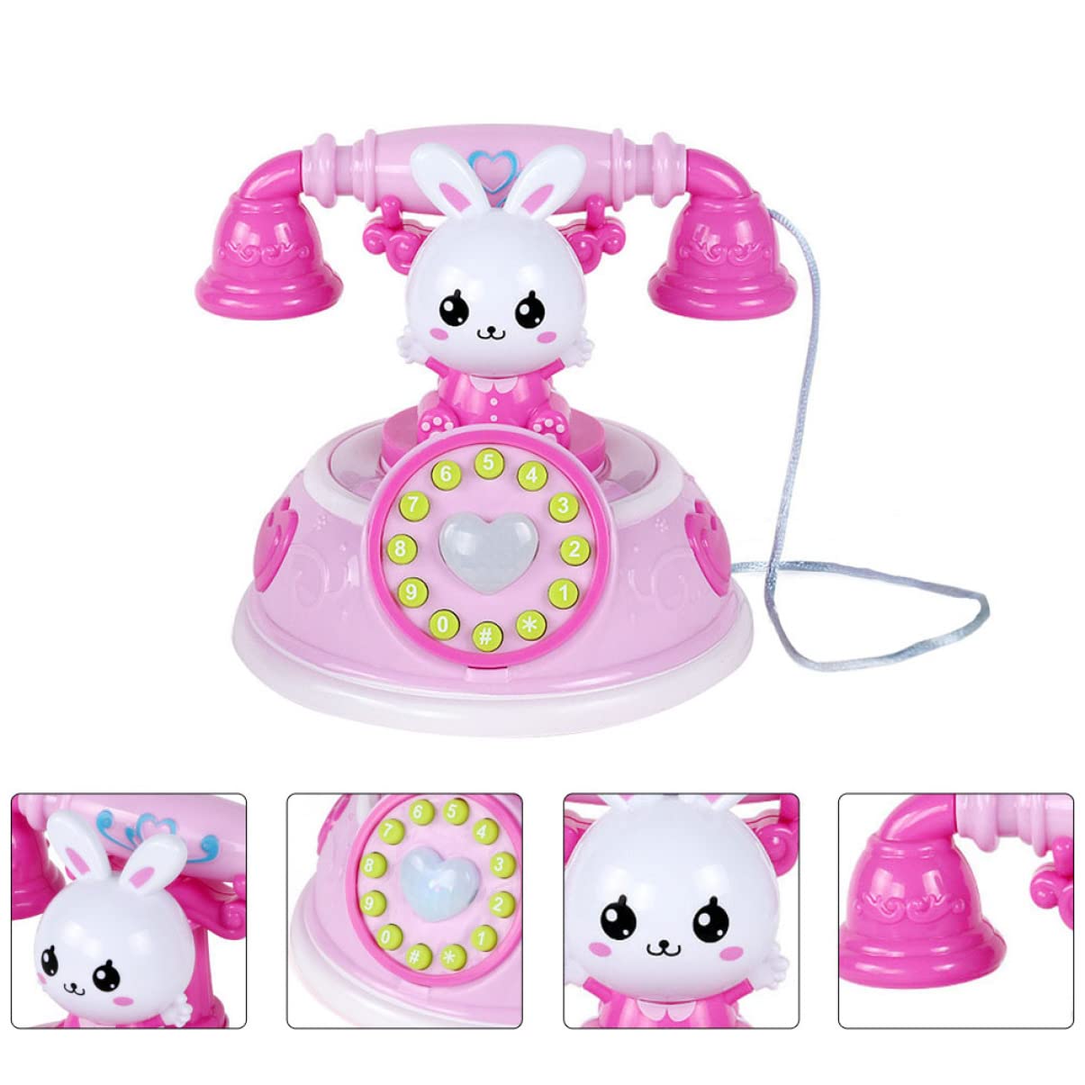 ibasenice Kids Toy Phone Pink Bunny Simulation Telephone for Toddlers Early Learning Storytelling Educational Toy - Image 2