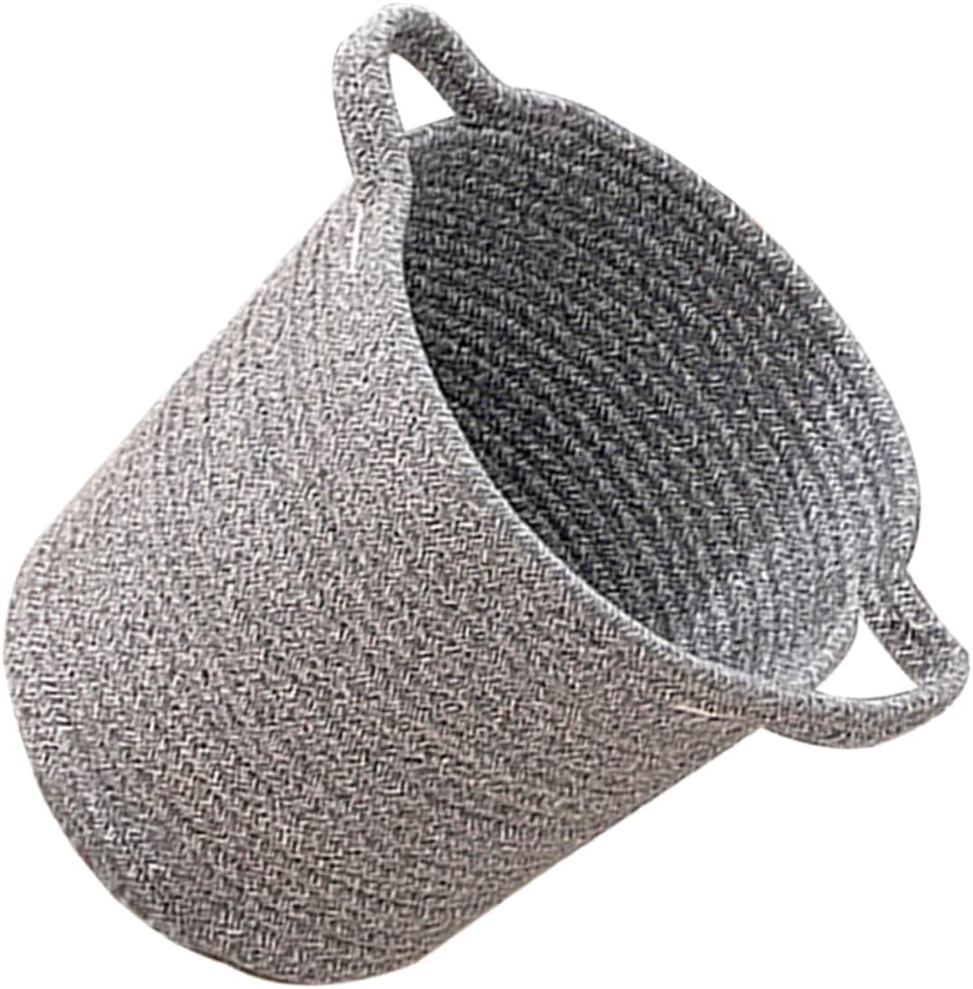 Healifty Large Cotton Linen Laundry Basket with Dual Color Design Portable Clothes Storage Hamper with Integrated Handles for Bedroom Bathroom Nursery and Living Use