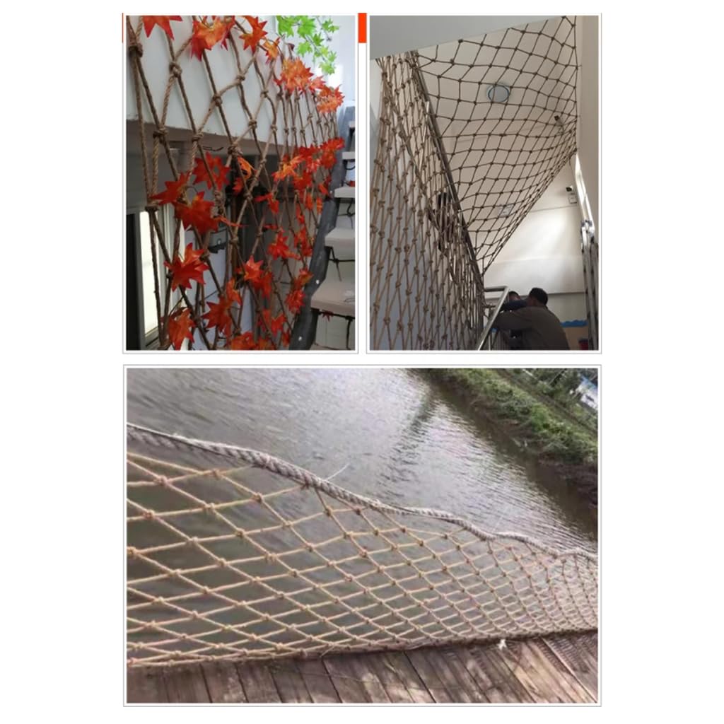 Red de seguridad para niños, cáñamo y yute, protección para balcones y escaleras, interior/exterior, red de seguridad infantil para el hogar, 1 x 8 m, duradera y respetuosa con el medio ambiente