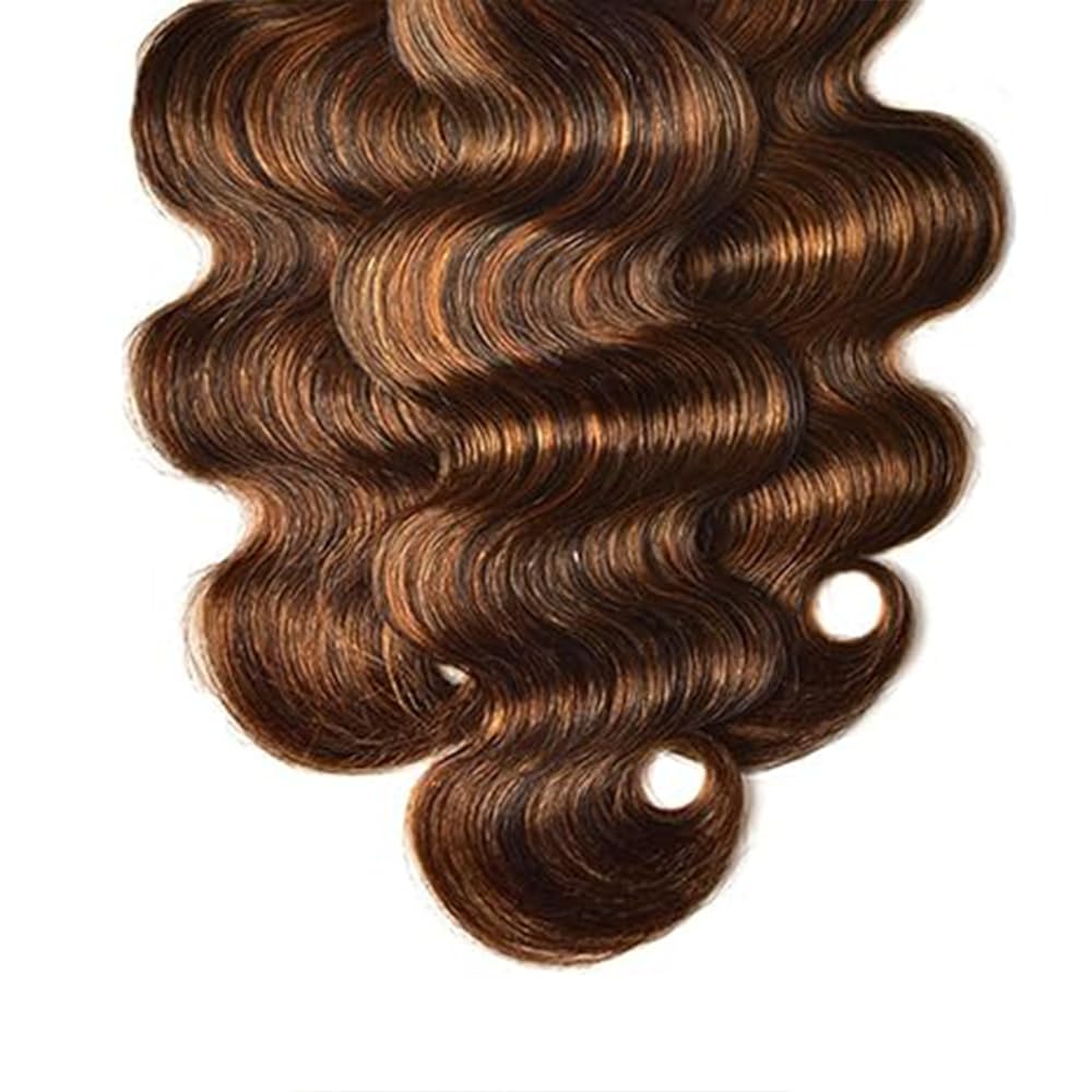 Perruque Dames Bundles Human Hiar Unprocessed Brazilian Virgin Body Wave Human Hair Extensions P430 Highlight Brown Cheveux Humains Bundle With Minimal Shedding Hair 12 14 16 Inch