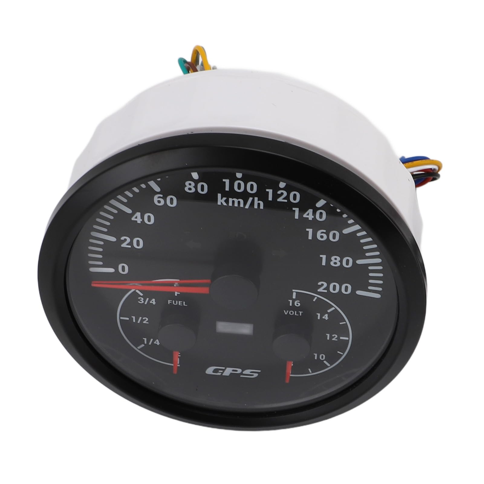 Fabater Marine 110mm Prędkościomierz GPS Wskaźnik Poziomu Paliwa Kierunkowskaz, Urządzenie Wielofunkcyjne 3 w 1 do Ciężarówki RV Yacht, 1 X Wiązka Przewodów w Zestawie (Czarna tarcza i czarna ramka