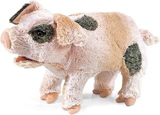 Folkmanis Grunting Pig Hand Puppet - Realistic Grunter, Soft Pink Plush, Interactive Fun for Kids Storytelling & Play