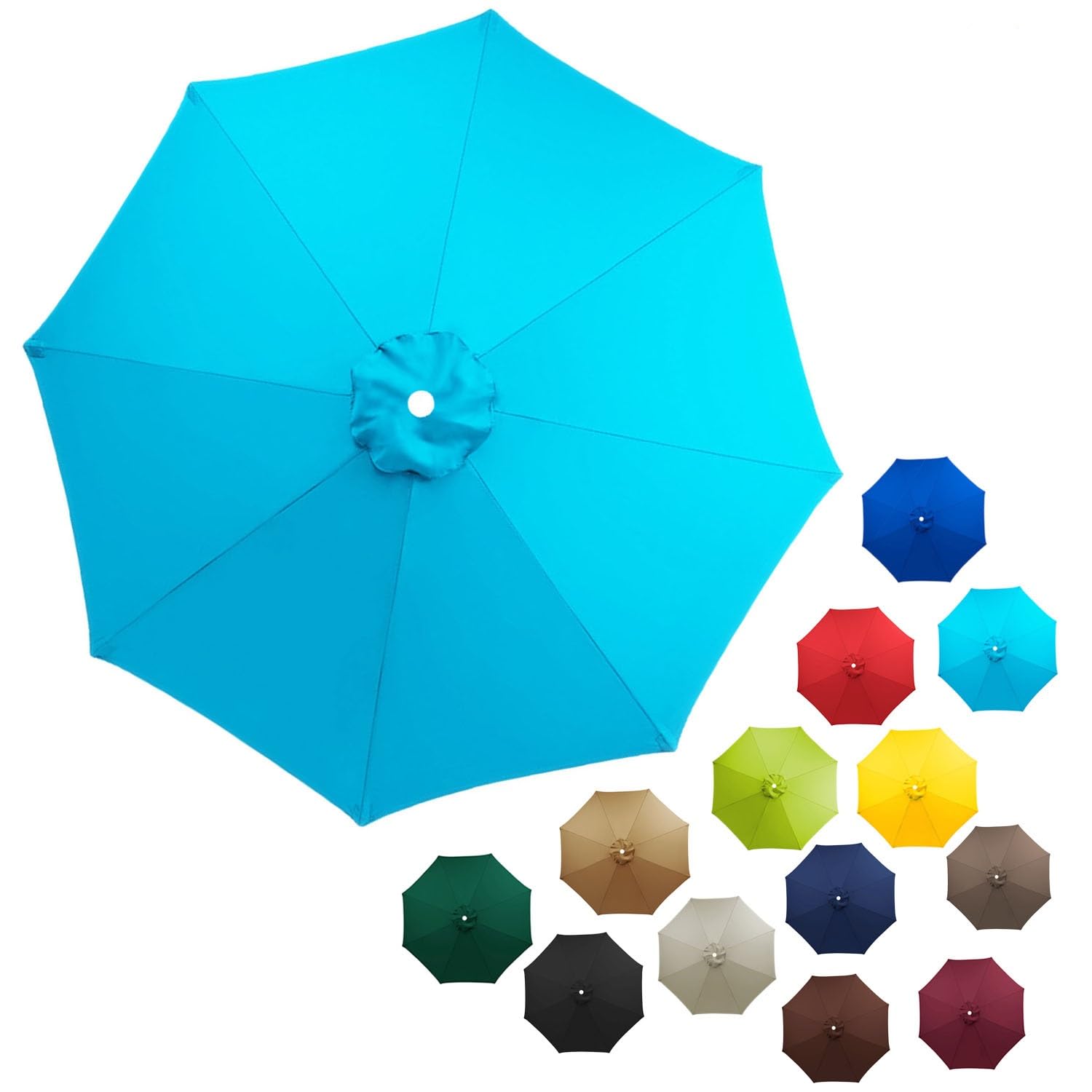 Patio Umbrella Replacement Canopy 8 arms, Outdoor Parasol Replacement Canopy Cover Replacement Cloth for Garden Parasol 2.0M/2.7M/3.0M fits Wood, Aluminum, Metal or Fiberglass Market Umbrella Frames (